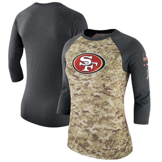 Legend Women's San Francisco 49ers Salute to Service 2017 Three-Quarter Raglan Sleeve T-Shirt - Camo/Charcoal