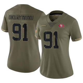 Limited Sam Okuayinonu Women's San Francisco 49ers 2022 Salute To Service Jersey - Olive